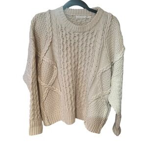 Altar’s State cream-colored cable knit sweater with long sleeves